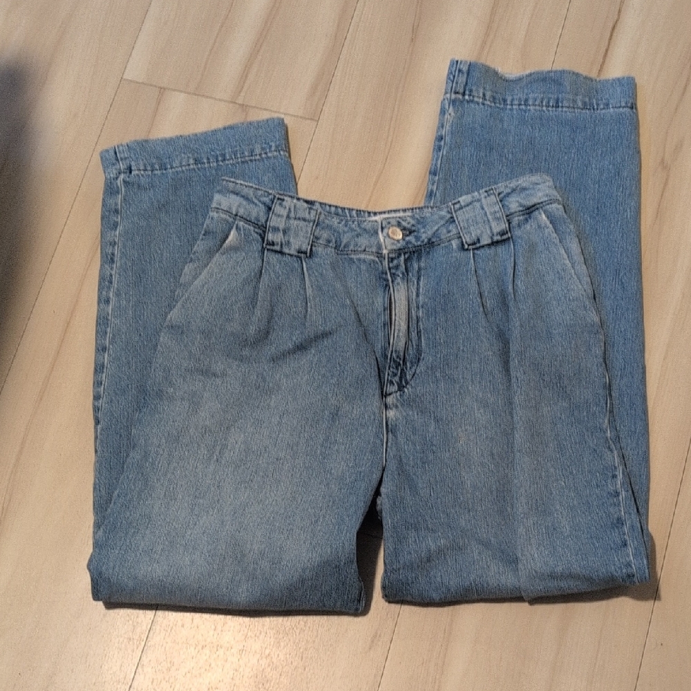 ba&sh High Rise Wide Leg Light Blue Pleated Boyfriend Jeans - Picture 2 of 7